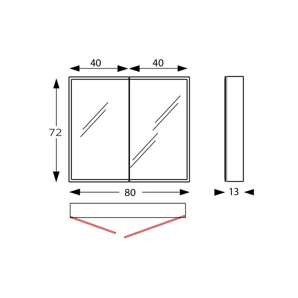 Dřevěný zrcadlový kontejner s dvojitým zrcadlem a světly Made in Italy - Darwin Viadurini