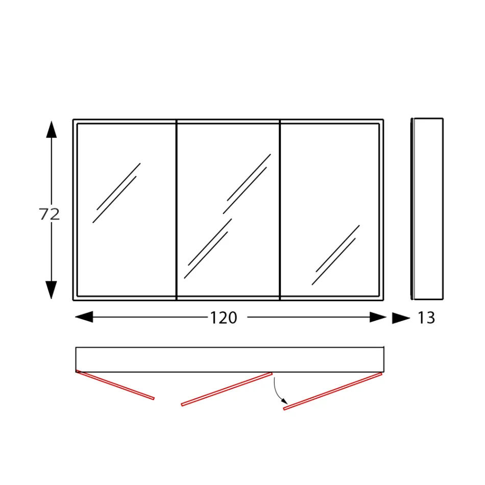 Dřevěný zrcadlový kontejner s dvojitým zrcadlem a světly Made in Italy - Darwin Viadurini
