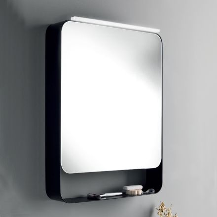 Kovový zrcadlový kontejner s dvojitými zrcadlovými dvířky a světly Made in Italy - Jane Viadurini