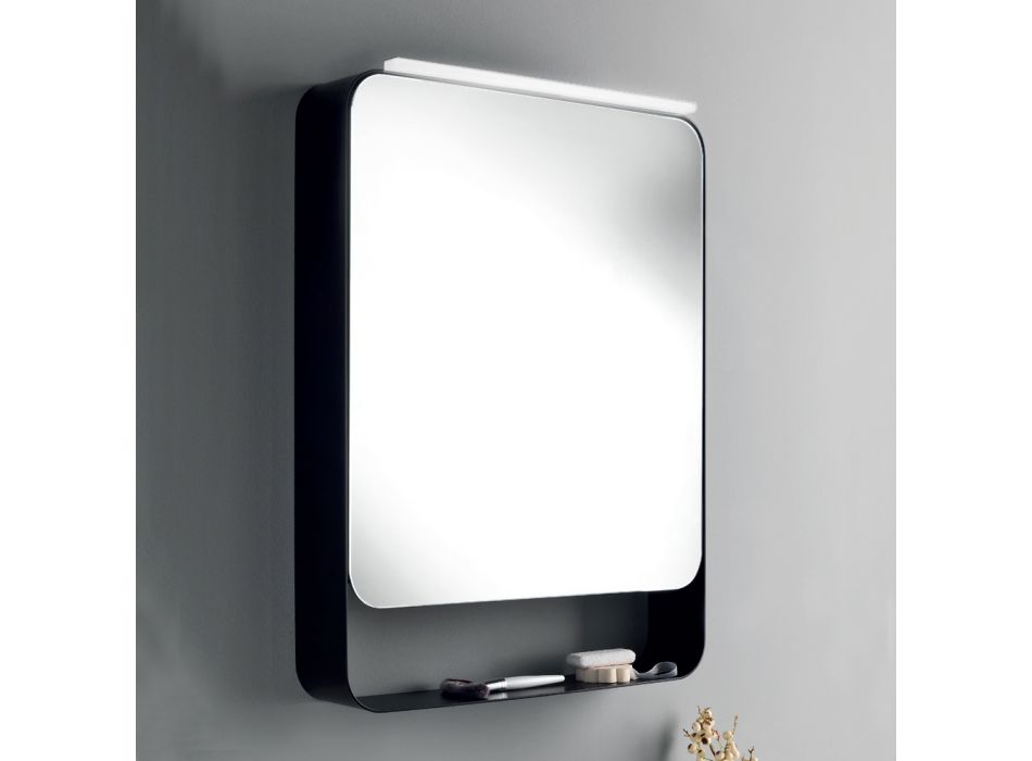 Kovový zrcadlový kontejner s dvojitými zrcadlovými dvířky a světly Made in Italy - Jane Viadurini