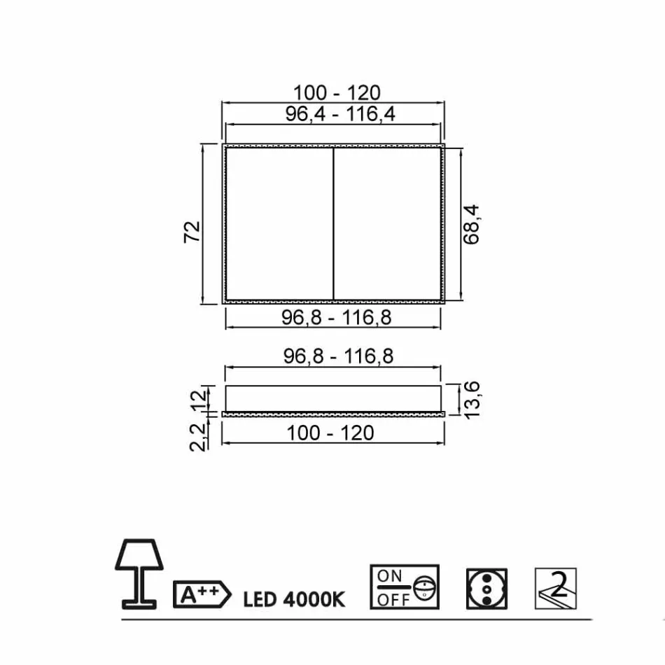 Zrcadlo LED balíček s 2 dveře moderního designu vestavěného, ​​Adele Viadurini