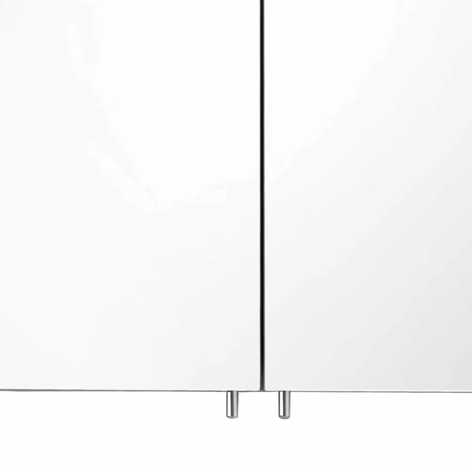 Moderní kontejnerové zrcadlo se 2 dveřmi ze stříbřitě lakovaného hliníku - Alfio Viadurini