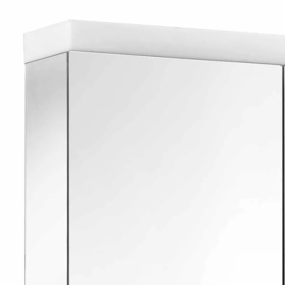 Moderní kontejnerové zrcadlo se 2 dveřmi ze stříbřitě lakovaného hliníku - Alfio Viadurini