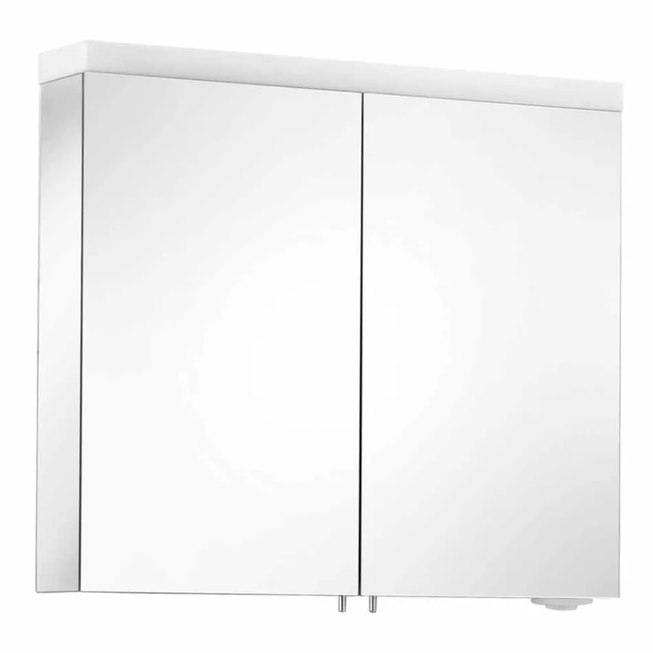 Moderní kontejnerové zrcadlo se 2 dveřmi ze stříbřitě lakovaného hliníku - Alfio Viadurini