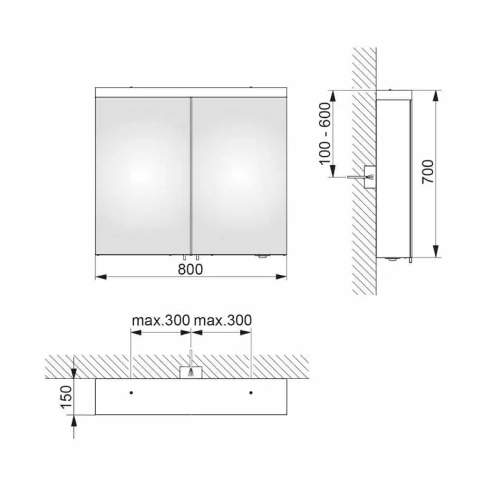 Moderní kontejnerové zrcadlo se 2 dveřmi ze stříbřitě lakovaného hliníku - Alfio Viadurini