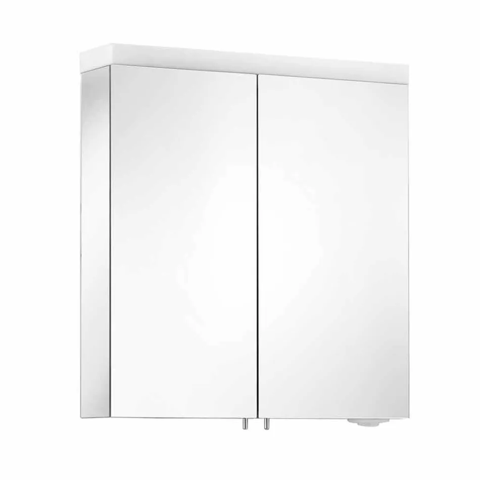 Moderní kontejnerové zrcadlo se 2 dveřmi ze stříbřitě lakovaného hliníku - Alfio Viadurini