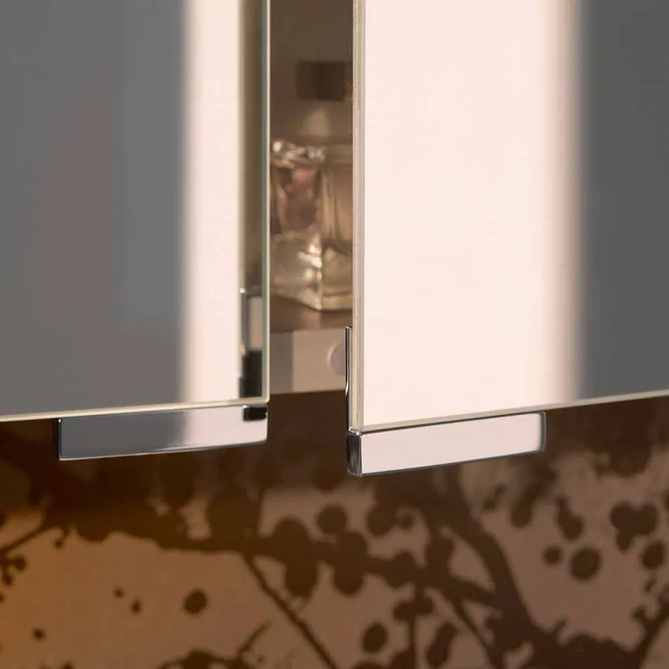 Moderní kontejnerové zrcadlo se 3 krystalovými dveřmi a 3 LED světly - Maxi Viadurini