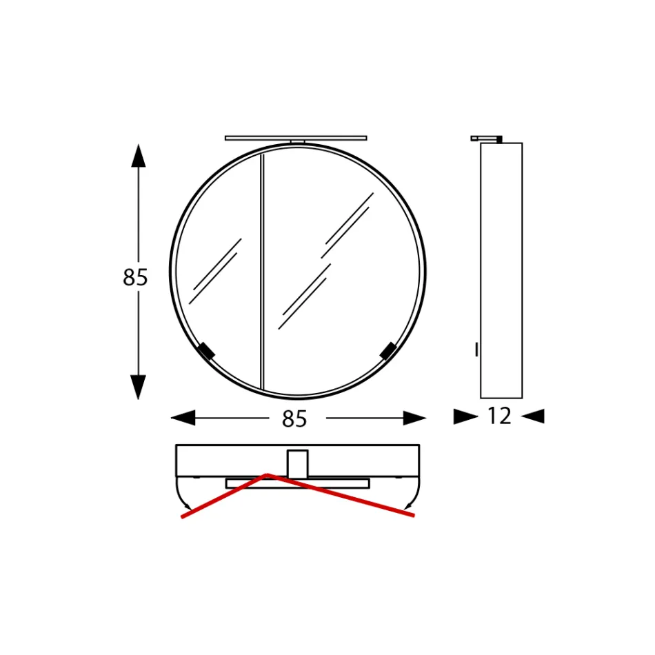 Kulatý kovový zrcadlový kontejner s dvojitým zrcadlem Made in Italy - Charles Viadurini