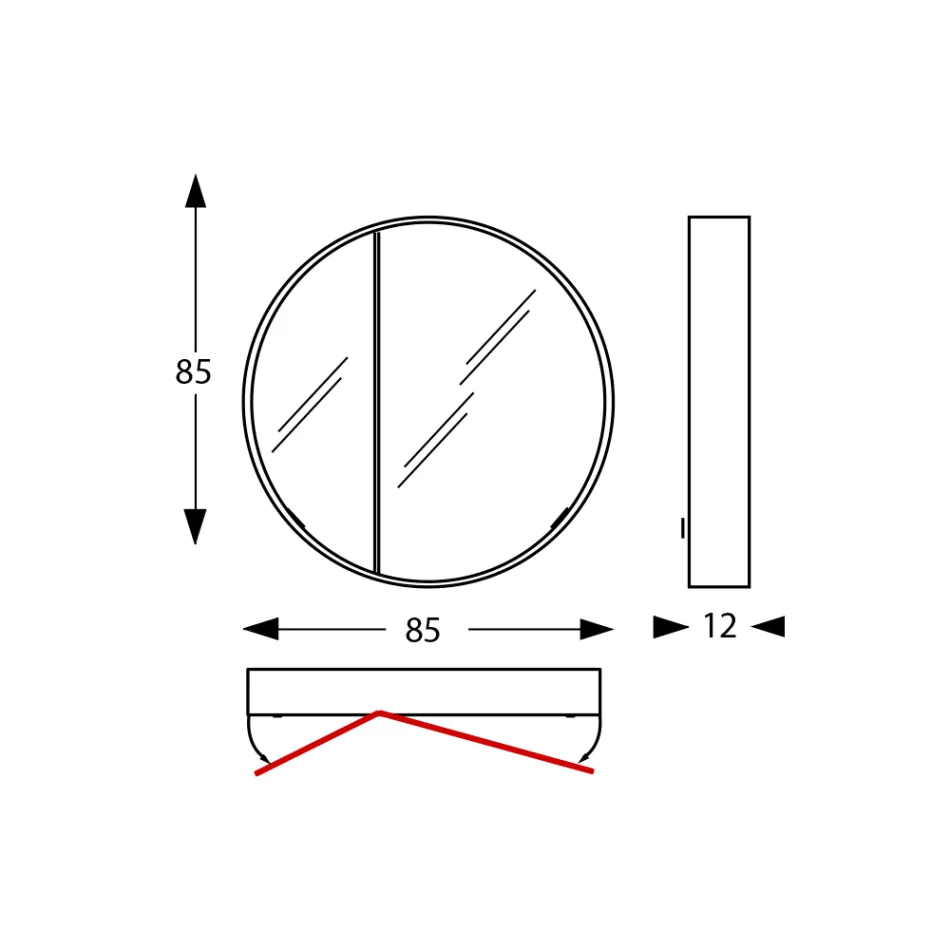 Kulatý kovový zrcadlový kontejner s dvojitým zrcadlem Made in Italy - Charles Viadurini