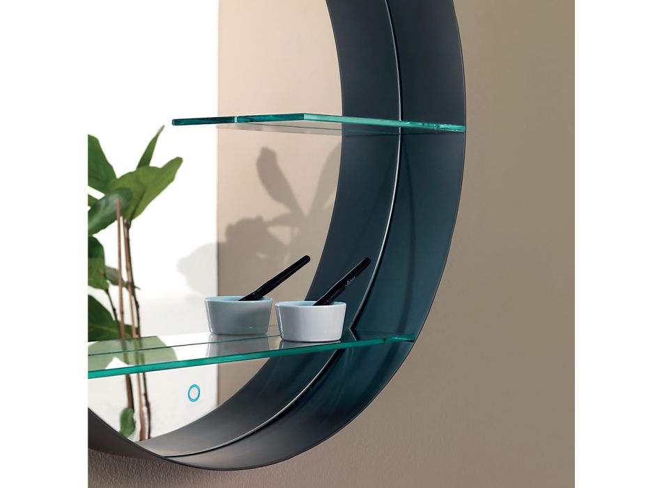 Kovové koupelnové zrcadlo se 2 skleněnými policemi Made in Italy - Einstein Viadurini