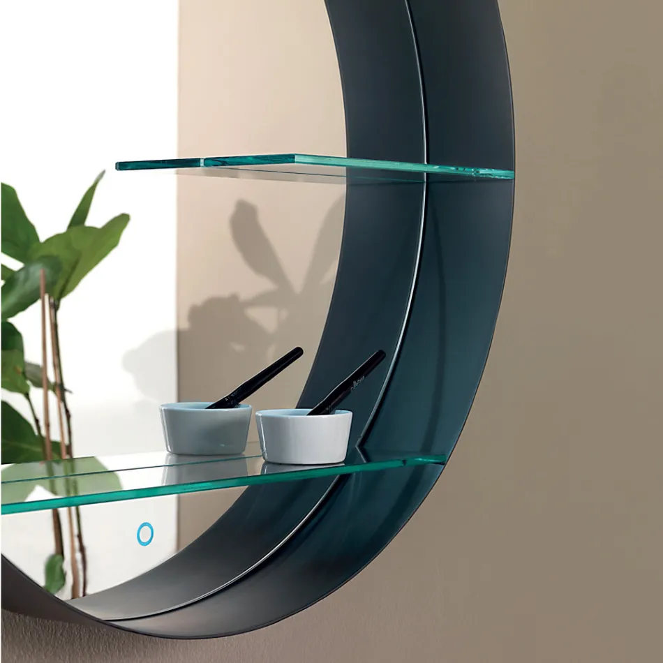 Kovové koupelnové zrcadlo se 2 skleněnými policemi Made in Italy - Einstein Viadurini