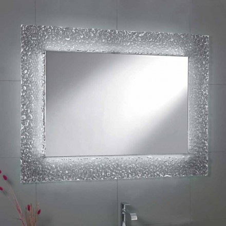 Zrcadlo moderní koupelna s dekoračního skla rámem a LED svítidly Tara Viadurini