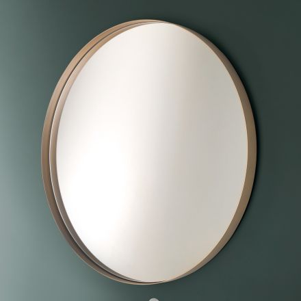 Kulaté koupelnové zrcadlo s kovovým rámem Made in Italy - Cleopatra Viadurini