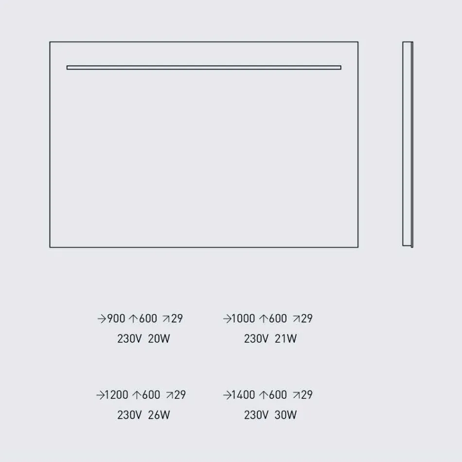 Moderní nástěnné zrcadlo s LED světlem a ocelovým rámem vyrobené v Itálii - Yutta Viadurini