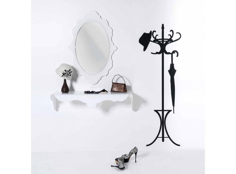 bílá zeď zrcadlo designu Joy rám zdobí, made in Italy Viadurini