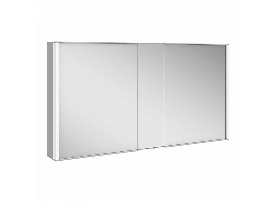 Moderní nástěnné zrcadlo se 3 dveřmi ve stříbrně lakovaném hliníku - démon Viadurini