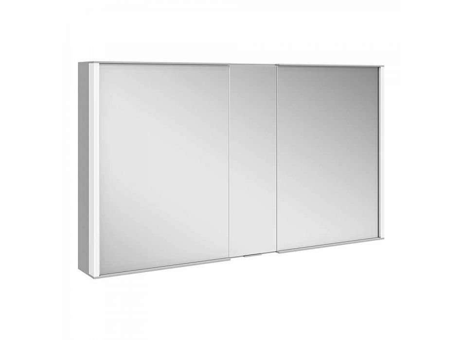 Moderní nástěnné zrcadlo se 3 dveřmi ve stříbrně lakovaném hliníku - démon Viadurini