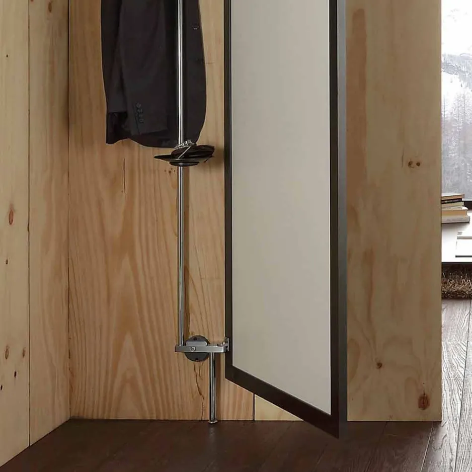 Nástěnné zrcadlo s otevíracími dveřmi a háčky na kabáty vyrobené v Itálii - Boro Viadurini