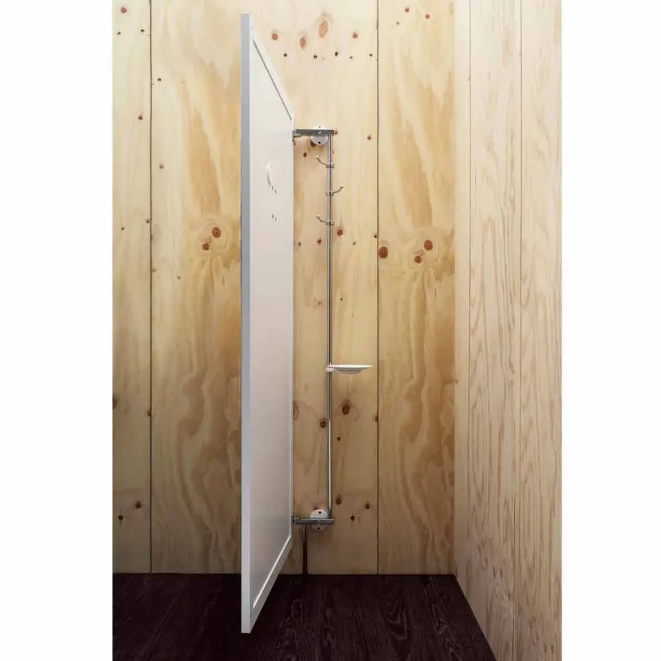 Nástěnné zrcadlo s otevíracími dveřmi a háčky na kabáty vyrobené v Itálii - Boro Viadurini