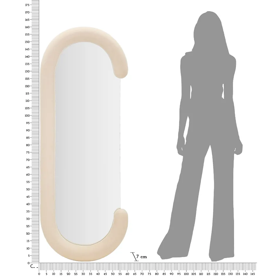 Nástěnné zrcadlo ve tvaru C s MDF rámem potaženým sametem - Michael Viadurini