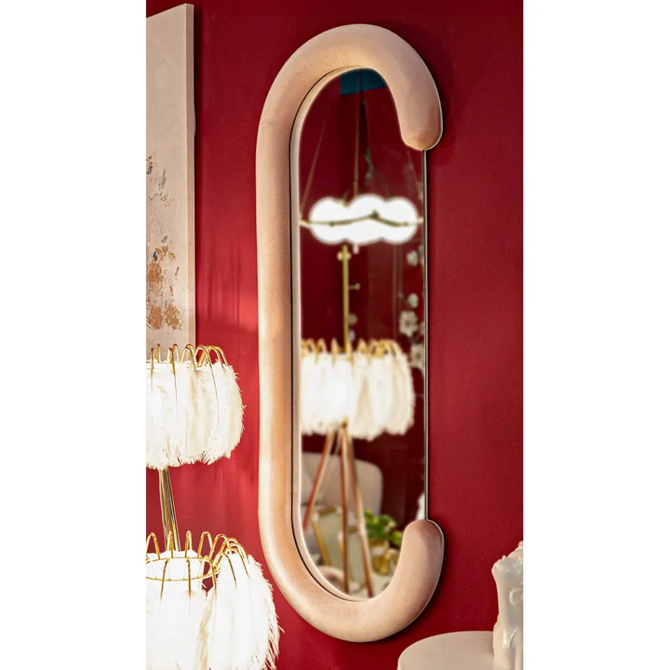 Nástěnné zrcadlo ve tvaru C s MDF rámem potaženým sametem - Michael Viadurini