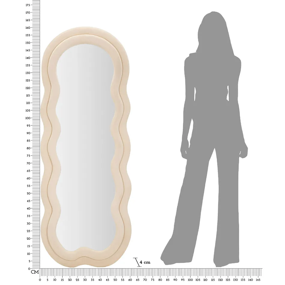 Nástěnné zrcadlo s MDF rámem potaženým sametem - bílá Viadurini