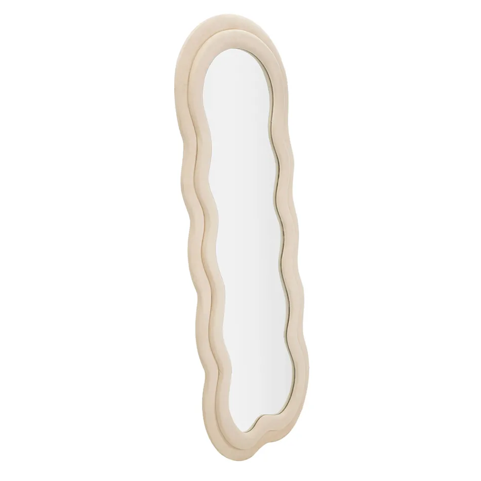 Nástěnné zrcadlo s MDF rámem potaženým sametem - bílá Viadurini