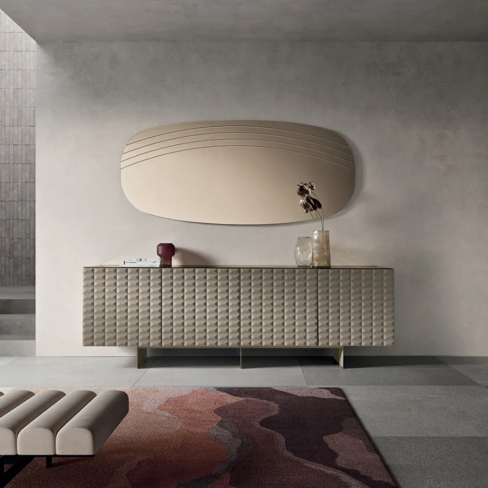 Nástěnné zrcadlo Arabella s rytinami vyrobeno v Itálii Viadurini