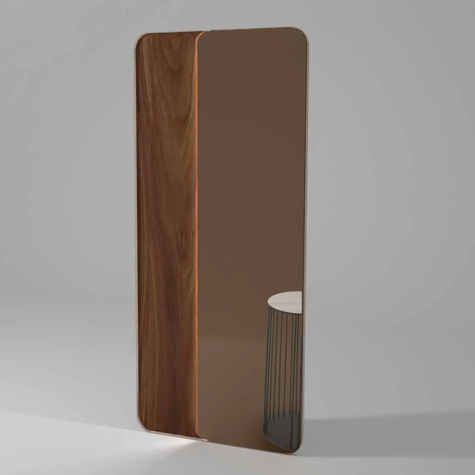 Nástěnné zrcadlo s dřevěnou nebo keramickou vložkou vyrobené v Itálii - Montecarlo Viadurini