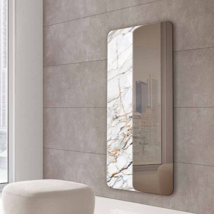 Nástěnné zrcadlo s dřevěnou nebo keramickou vložkou vyrobené v Itálii - Montecarlo Viadurini