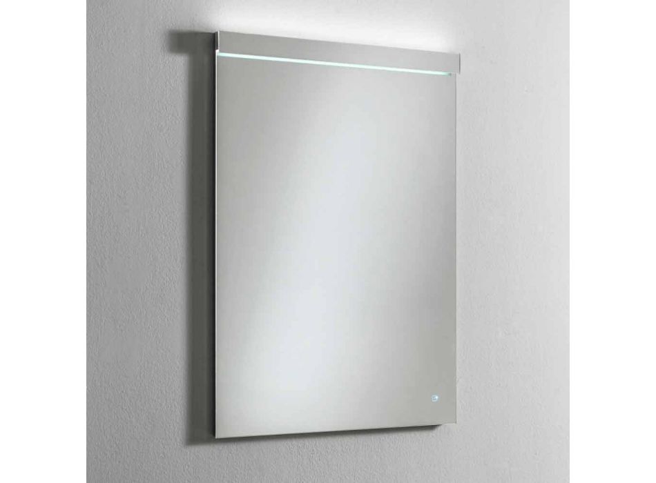 Nástěnné zrcadlo s integrovaným světlem z nerezové oceli vyrobené v Itálii - Tuccio Viadurini