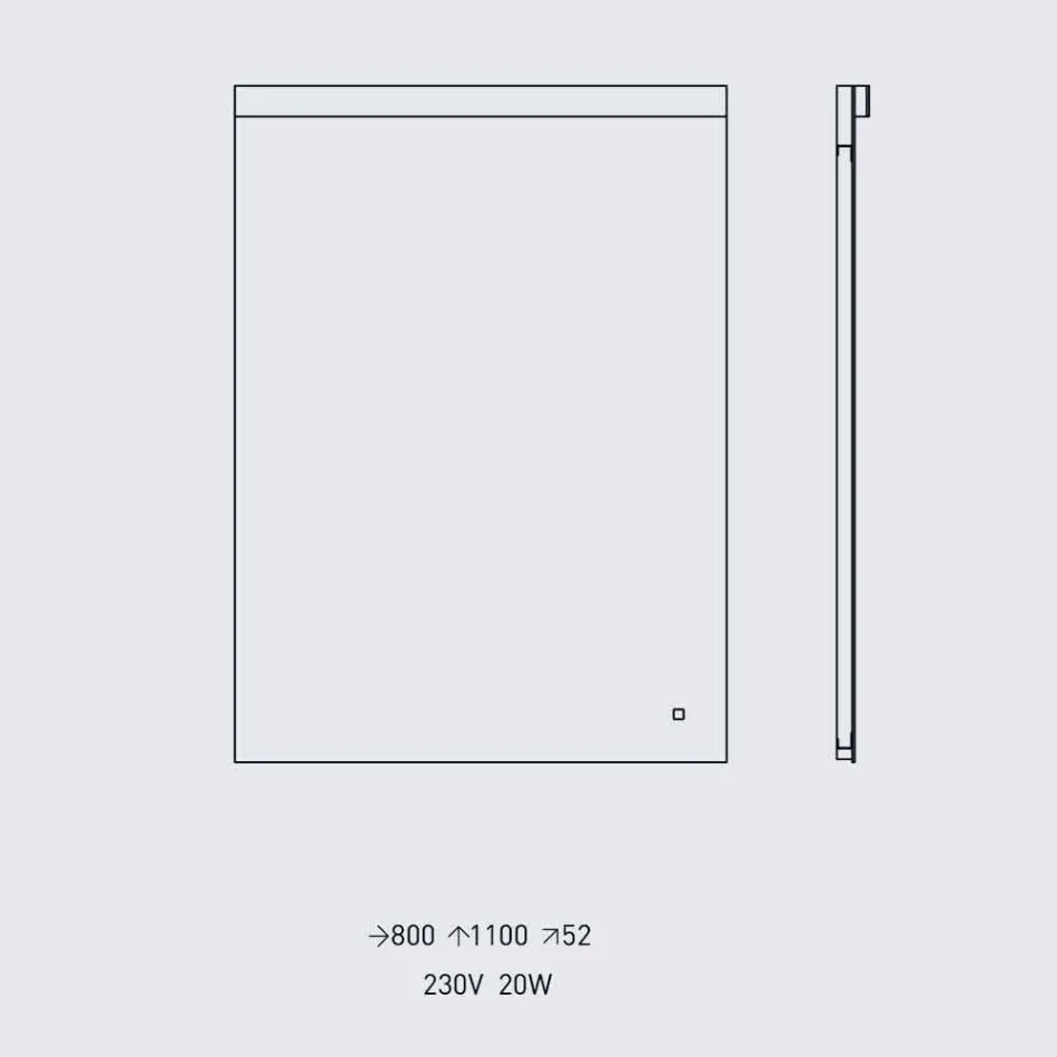 Nástěnné zrcadlo s integrovaným světlem z nerezové oceli vyrobené v Itálii - Tuccio Viadurini