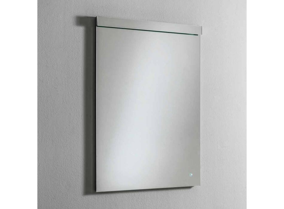 Nástěnné zrcadlo s integrovaným světlem z nerezové oceli vyrobené v Itálii - Tuccio Viadurini