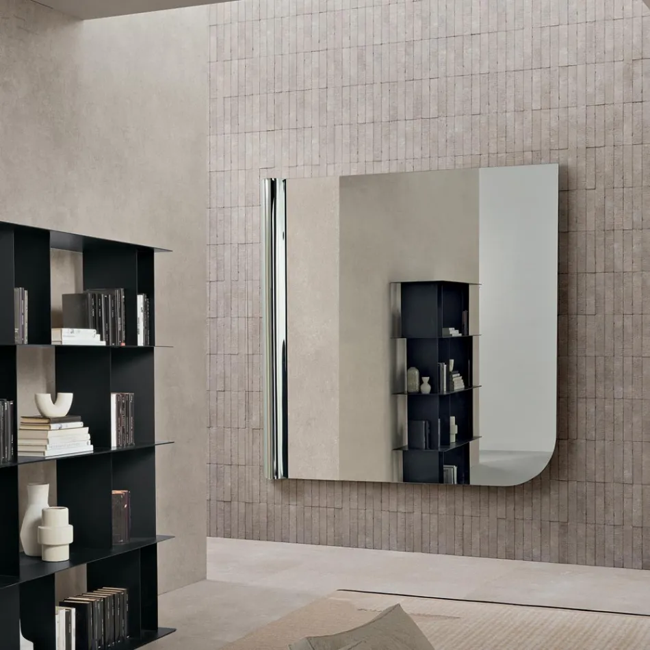 Nástěnné zrcadlo Beniamina s vlnovou stranou, vyrobené v Itálii Viadurini