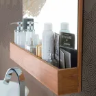 Nástěnné zrcadlo se strukturou a úložným prostorem z teakového dřeva - Palima Viadurini