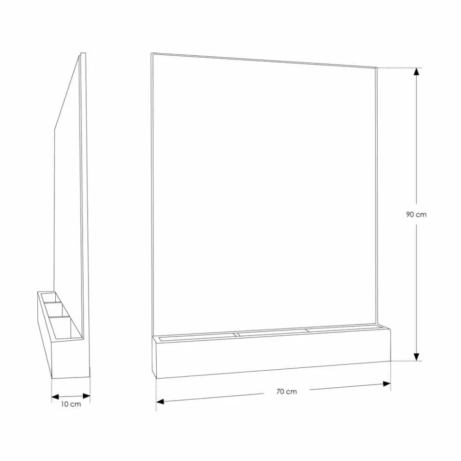 Nástěnné zrcadlo se strukturou a úložným prostorem z teakového dřeva - Palima Viadurini