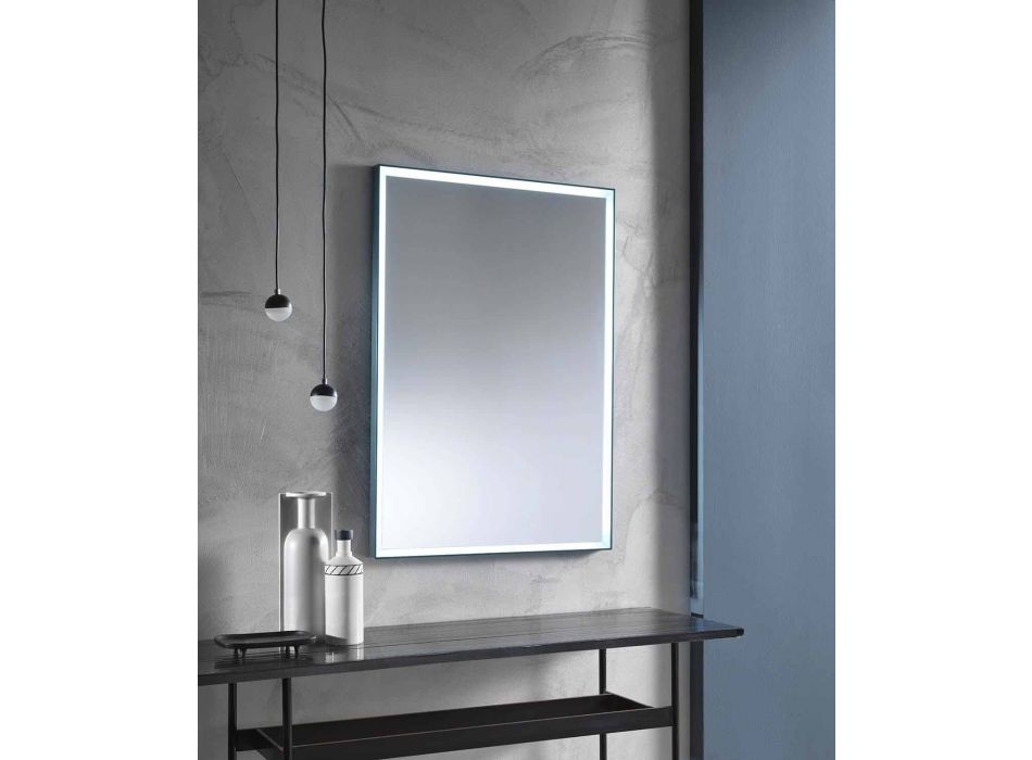 Nástěnné zrcadlo s hliníkovým rámem a LED světlem vyrobené v Itálii - Chik Viadurini