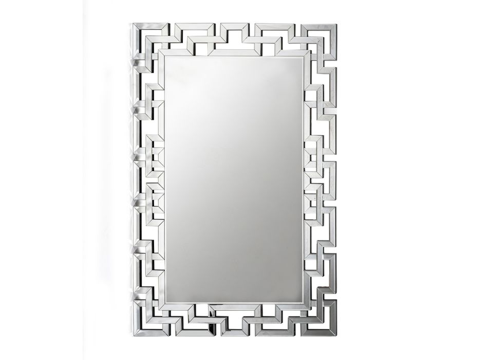 Nástěnné zrcadlo z Mdf a postříbřeného skla s tvarovaným rámem - Avolo Viadurini