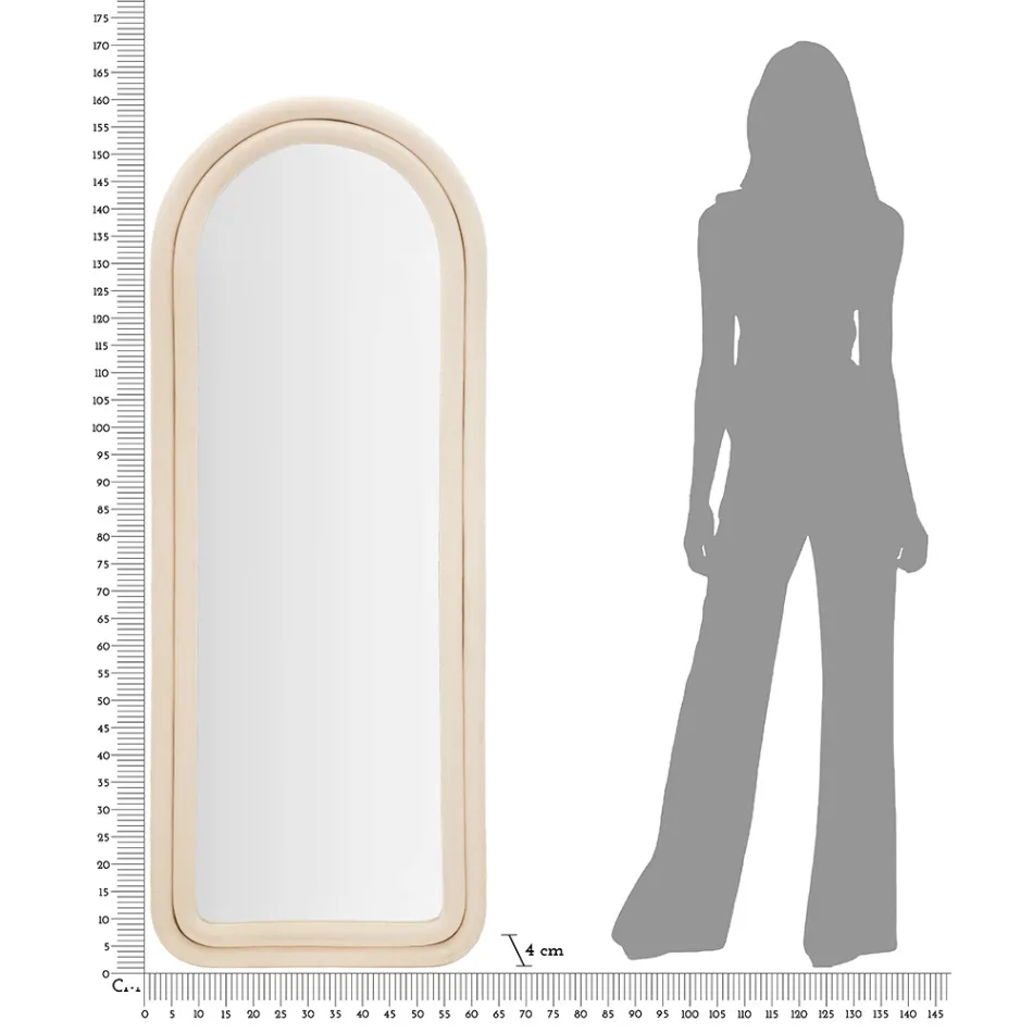 Nástěnné zrcadlo MDF potažené sametem s klenutým vrcholem - Jessica Viadurini