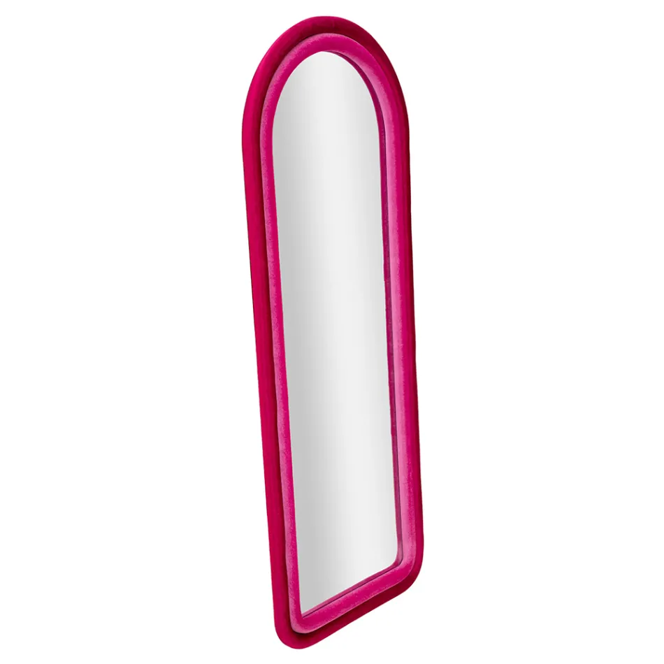 Nástěnné zrcadlo MDF potažené sametem s klenutým vrcholem - Jessica Viadurini