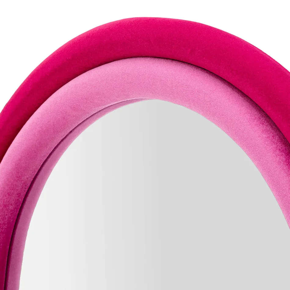 Nástěnné zrcadlo MDF potažené sametem s klenutým vrcholem - Jessica Viadurini