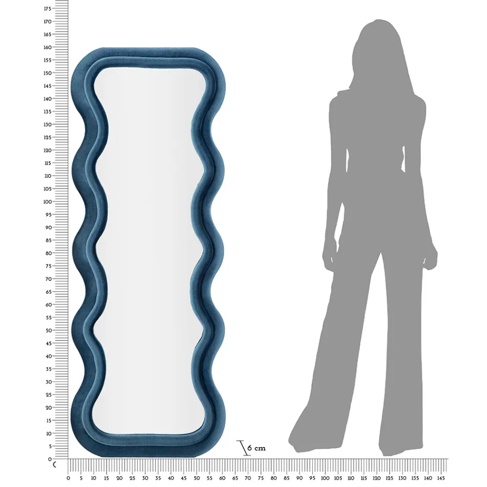 Nástěnné zrcadlo z MDF potažené sametem s vlnovkami - Sheldon Viadurini