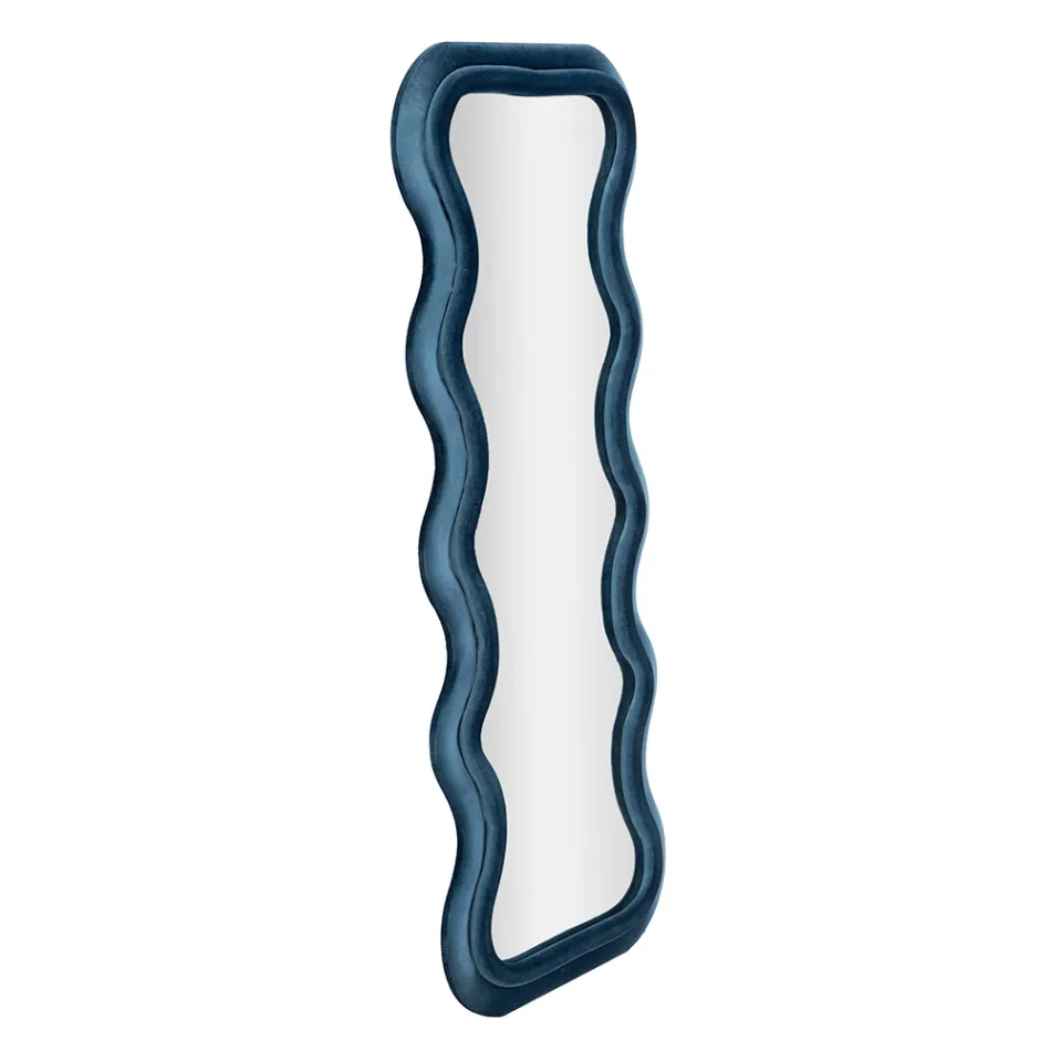 Nástěnné zrcadlo z MDF potažené sametem s vlnovkami - Sheldon Viadurini