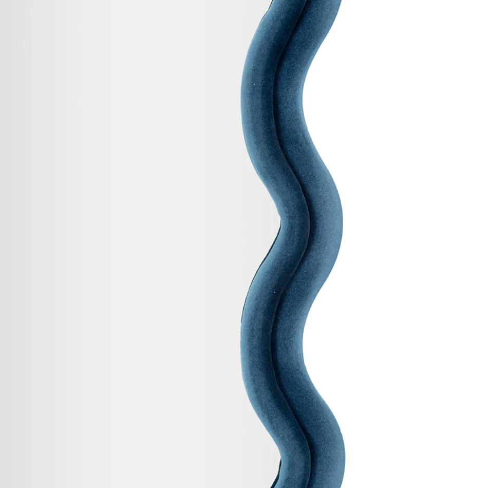 Nástěnné zrcadlo z MDF potažené sametem s vlnovkami - Sheldon Viadurini