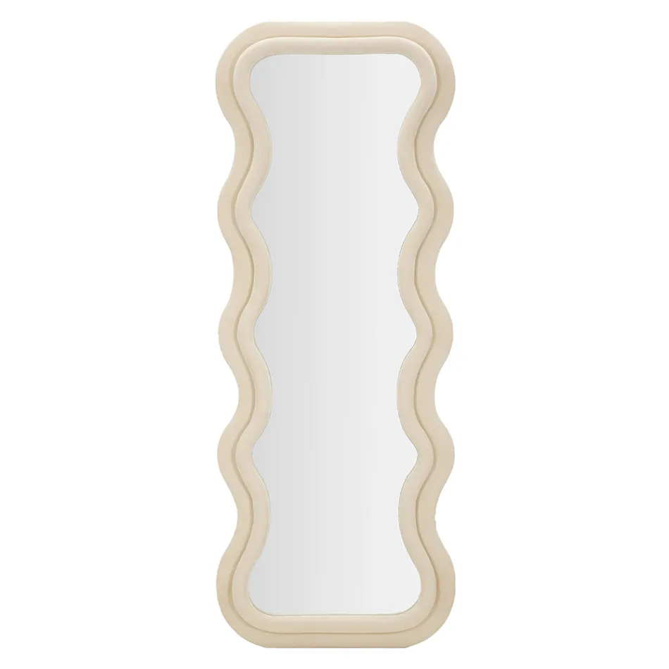 Nástěnné zrcadlo z MDF potažené sametem s vlnovkami - Sheldon Viadurini