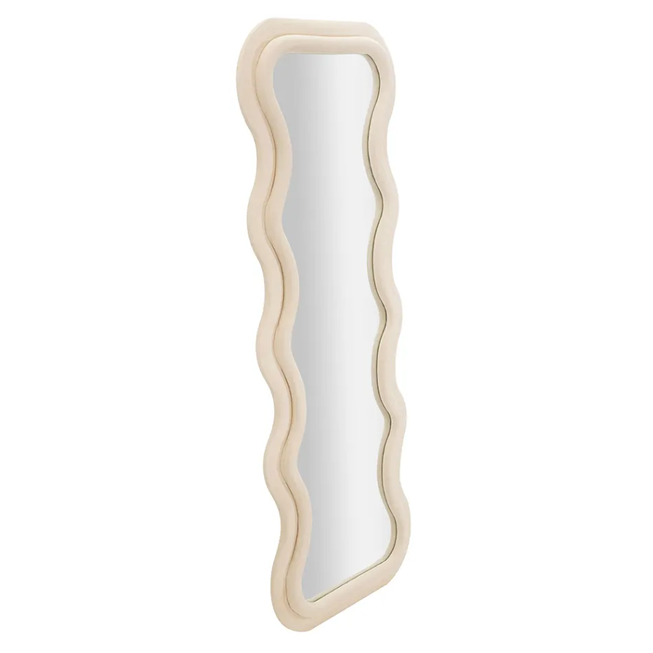 Nástěnné zrcadlo z MDF potažené sametem s vlnovkami - Sheldon Viadurini