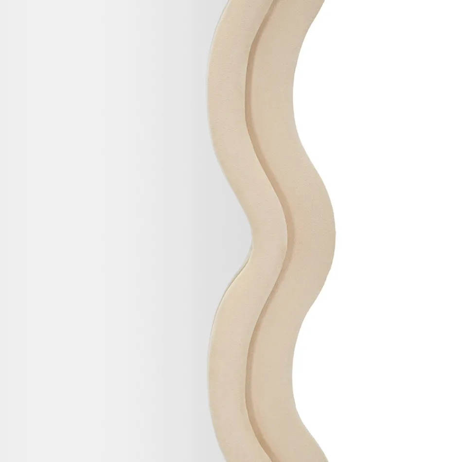 Nástěnné zrcadlo z MDF potažené sametem s vlnovkami - Sheldon Viadurini