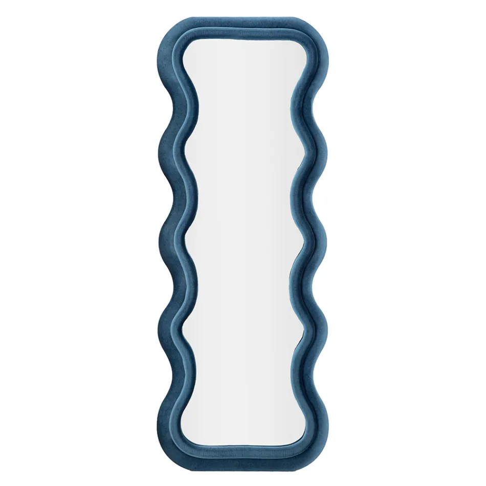 Nástěnné zrcadlo z MDF potažené sametem s vlnovkami - Sheldon Viadurini
