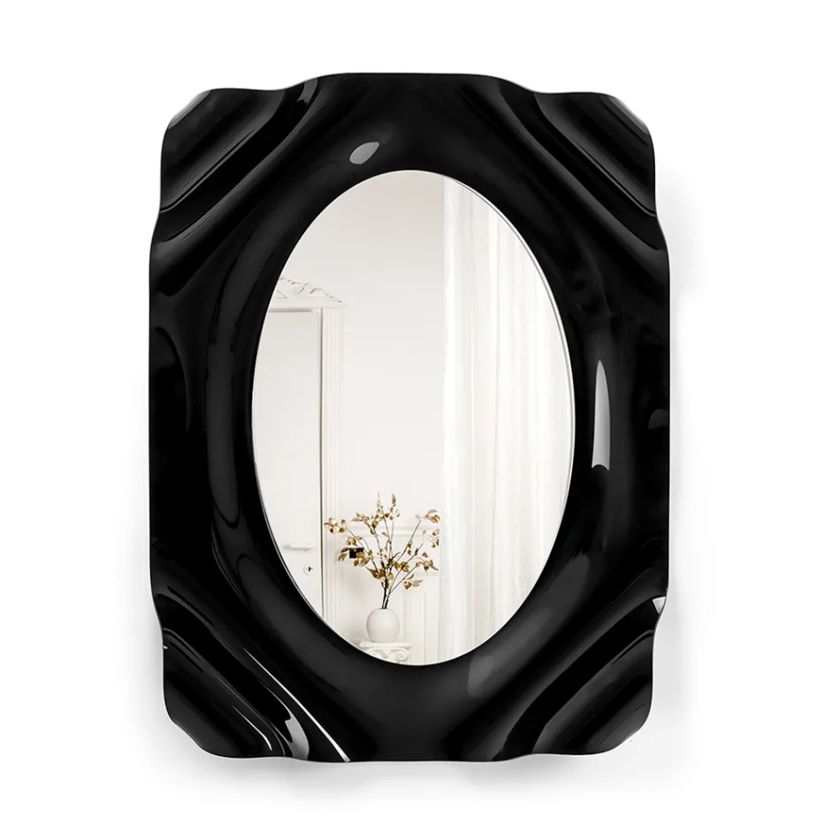 Nástěnné zrcadlo Maelia z černého plexiskla, vyrobené v Itálii Viadurini