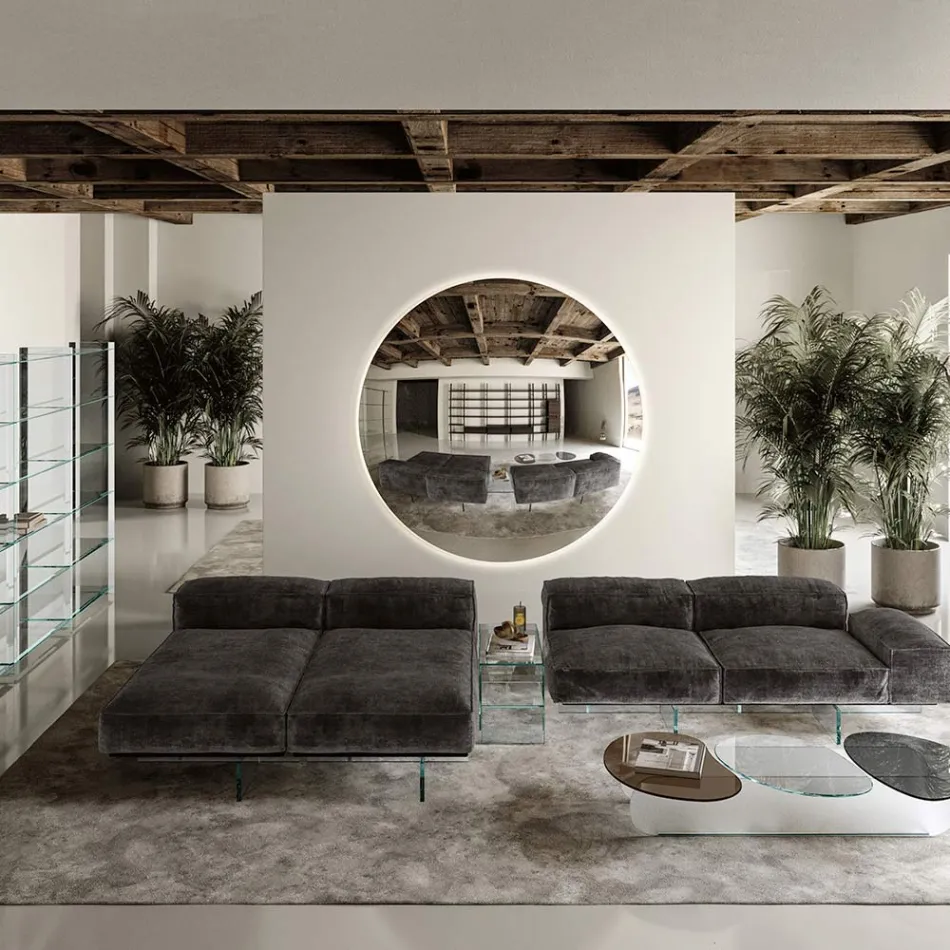 Nástěnné zrcadlo ze zakřiveného konvexního skla v různých povrchových úpravách – lehké Viadurini